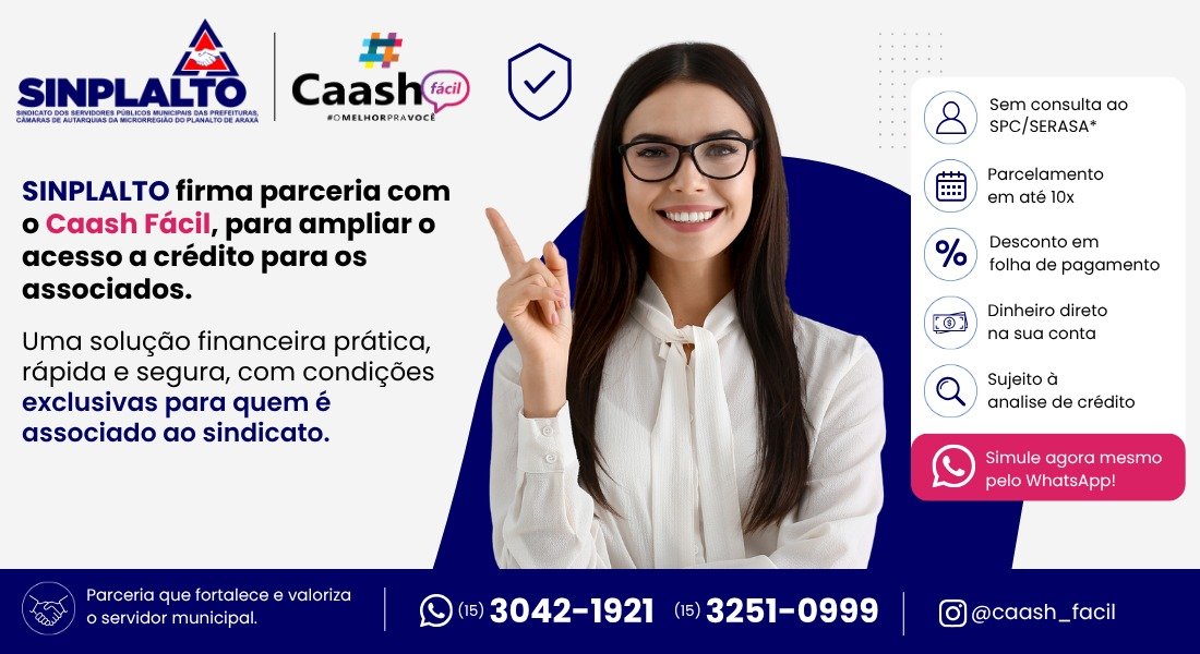 SINPLALTO firma parceria com Caash Fácil para ampliar acesso a crédito aos associados